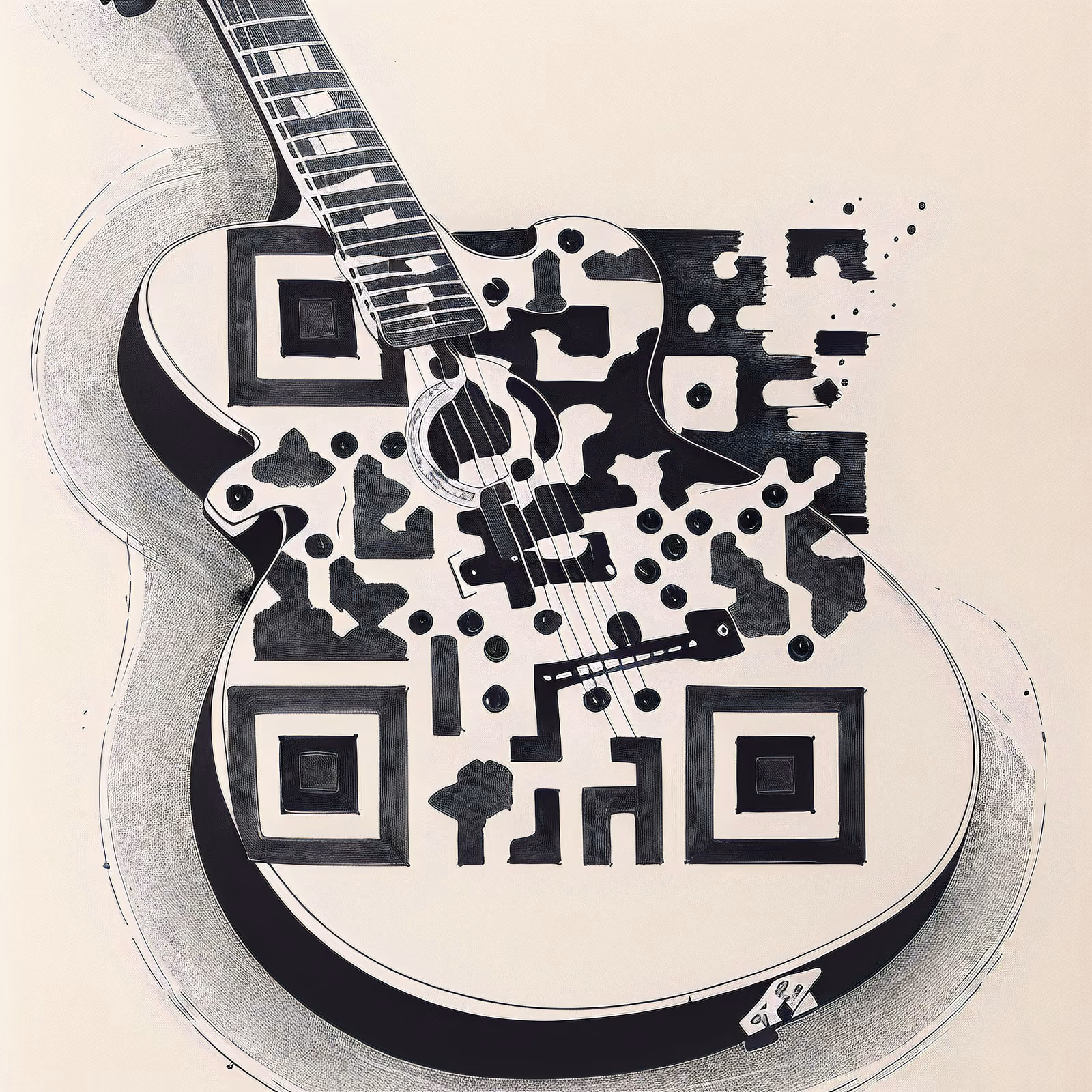 Guitar Ink Tattoo Drawing QR Code for Posters — image 1