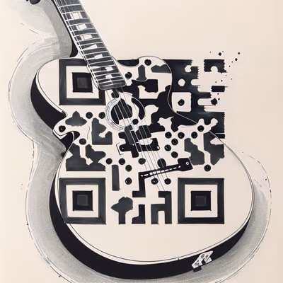 Guitar Ink Tattoo Drawing QR Code for Posters — image 1