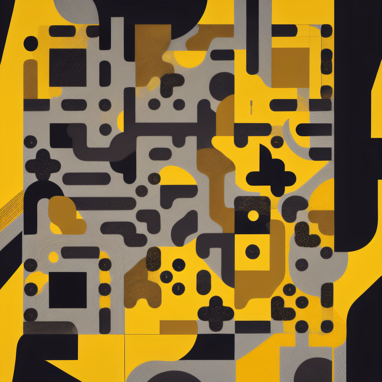 Yellow Black Geometric Abstract QR Code for Posters — image 1