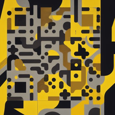 Yellow Black Geometric Abstract QR Code for Posters