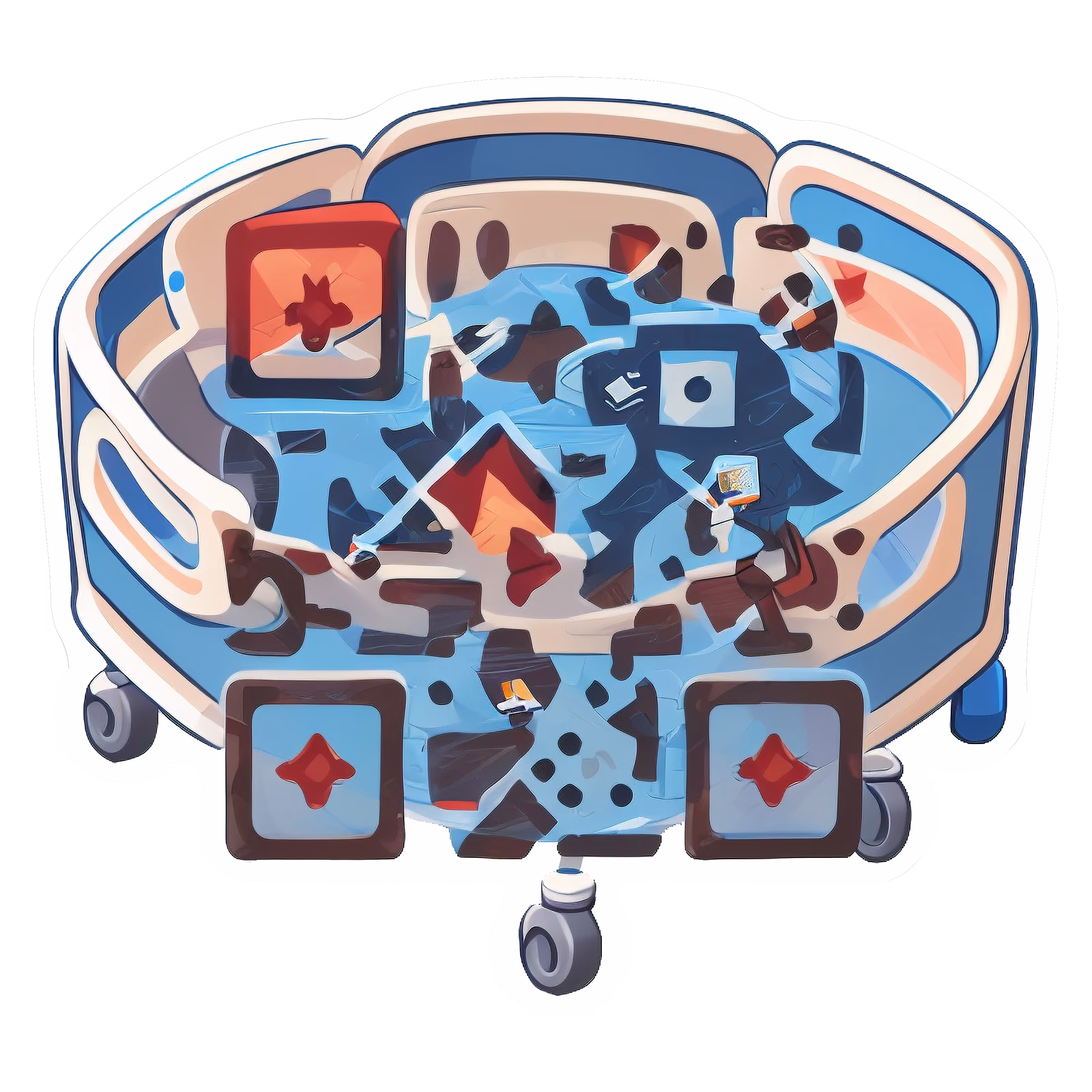 Векторная больничная кровать: QR-код для стикеров — изображение 1