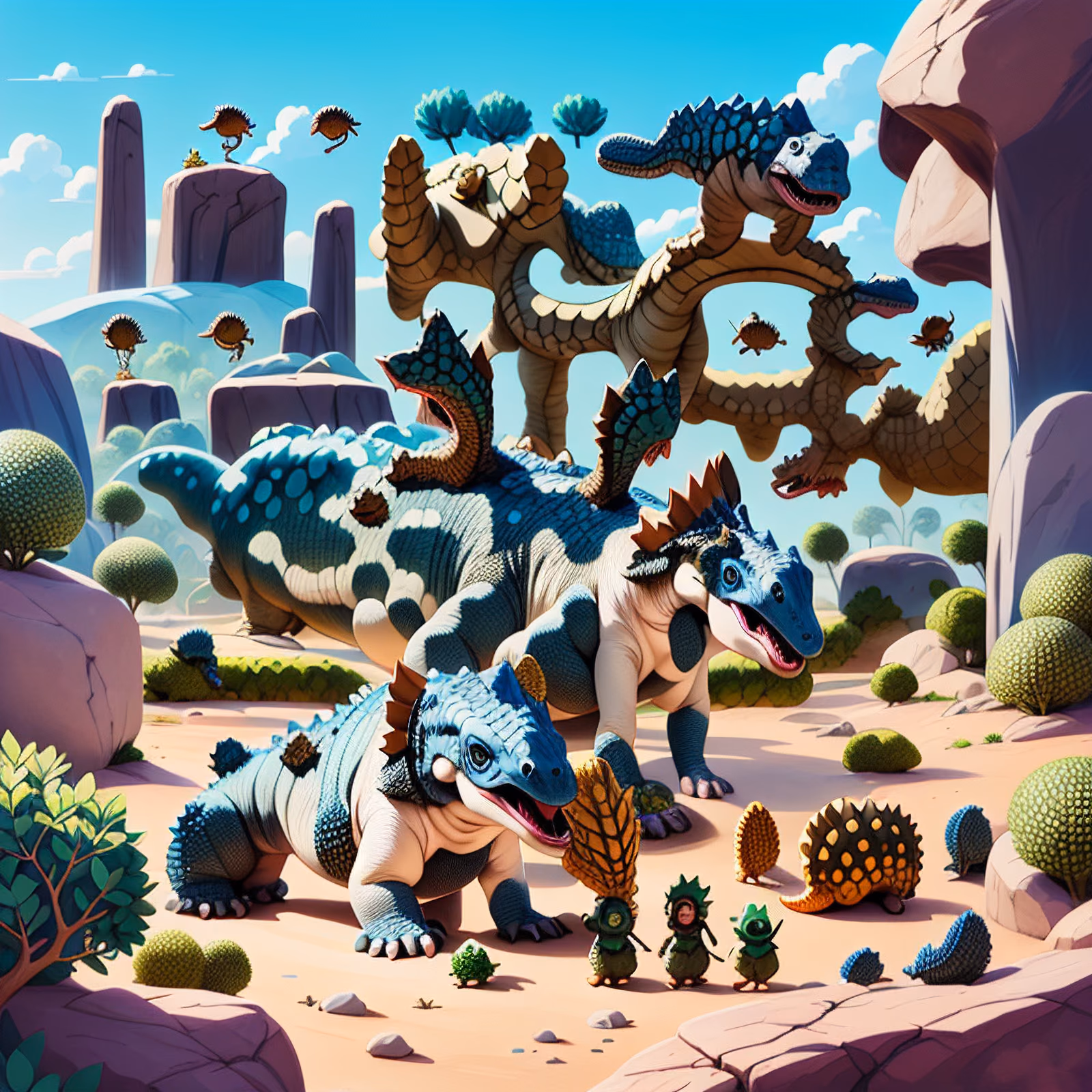 Ankylosaurus Rocky Landscape Gouache QR Code for Posters — image 1