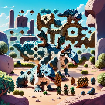 Ankylosaurus Rocky Landscape Gouache QR Code for Posters