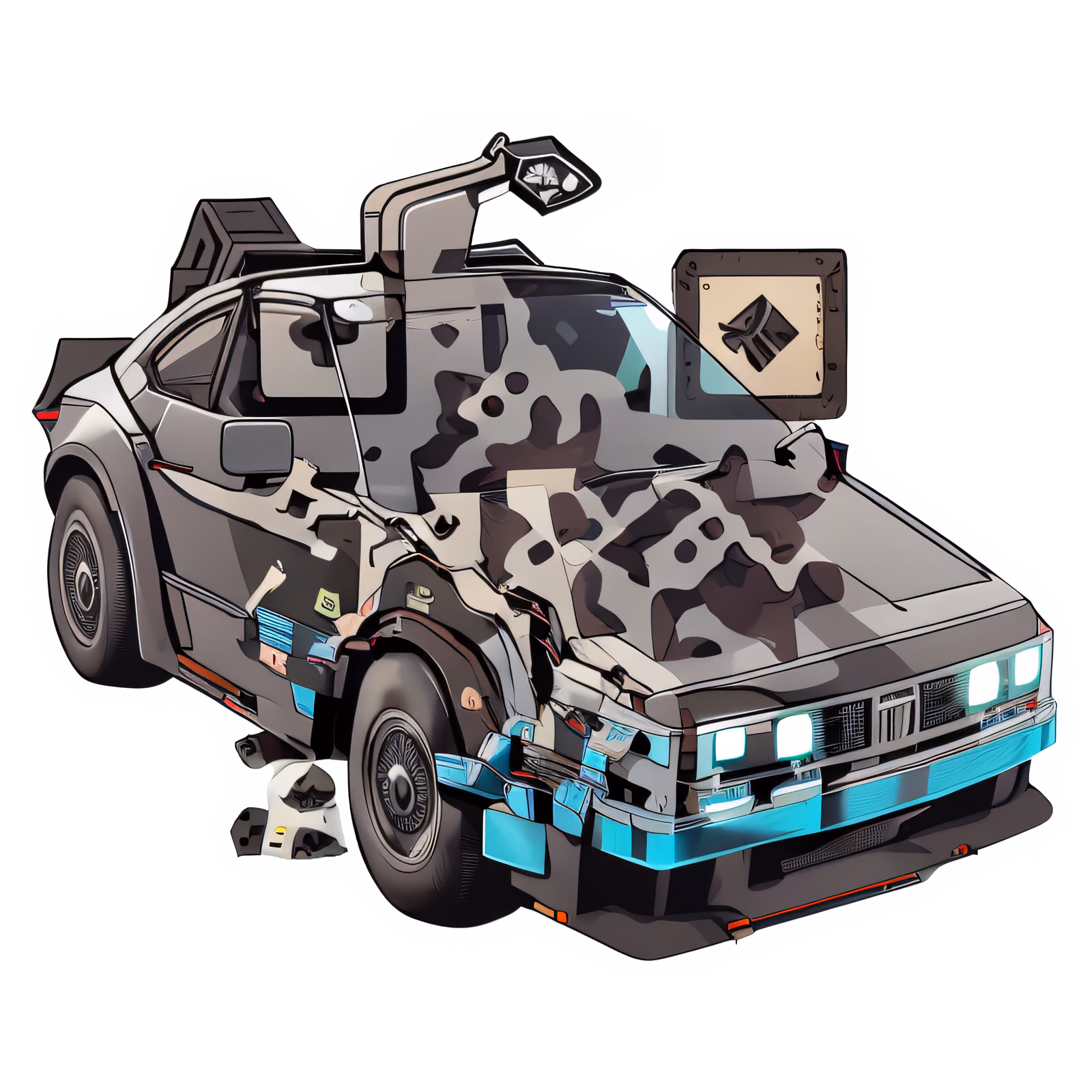Gull Wing Sports Car Vector QR Code for Stickers — image 1