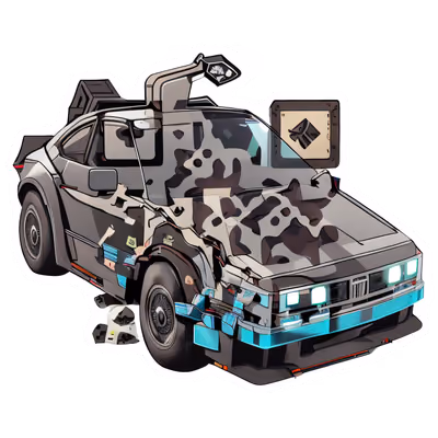 Gull Wing Sports Car Vector QR Code for Stickers — image 1
