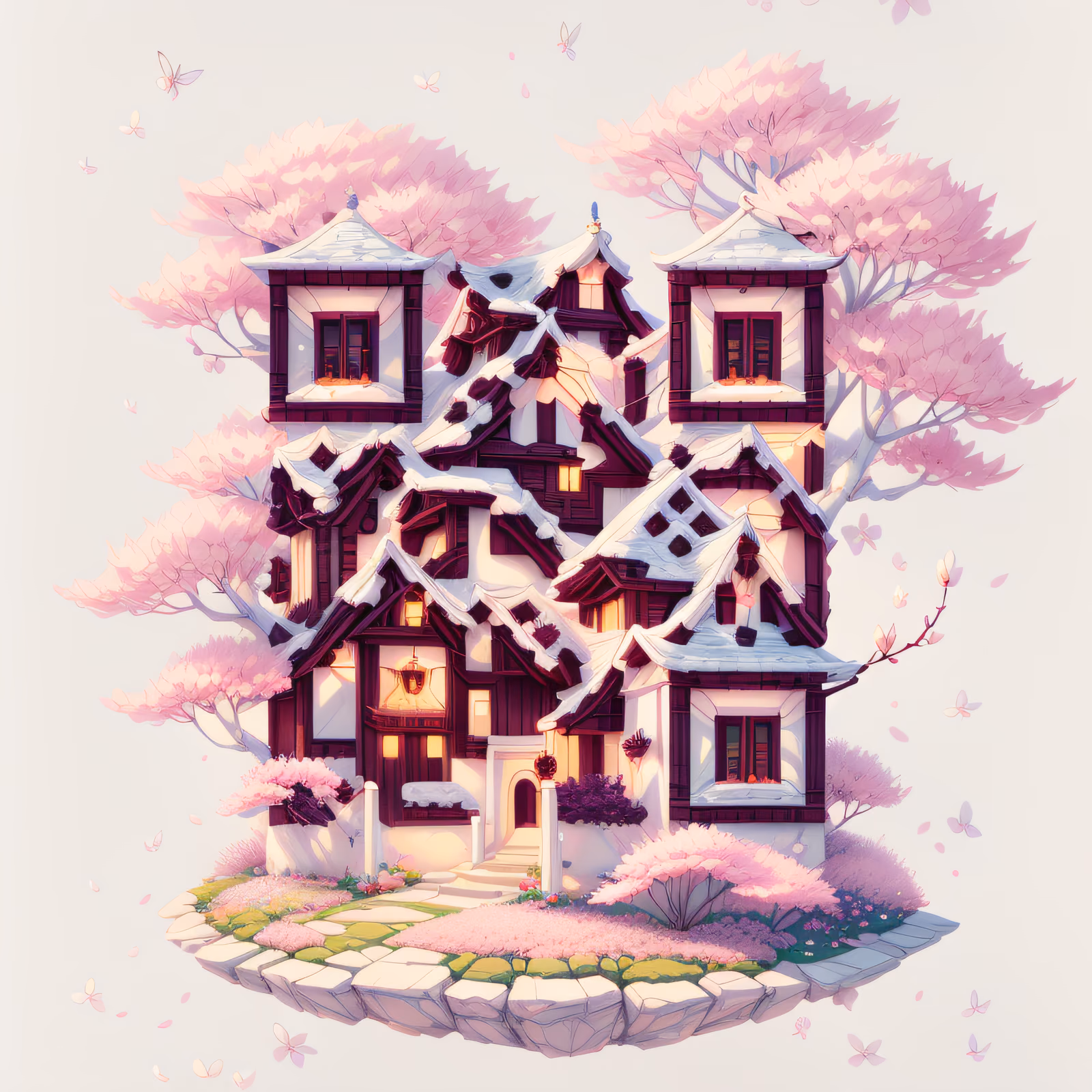 Cherry Blossom House Game Art QR Code Art — image 1