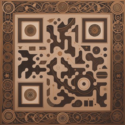 Bronze Terracotta Ornamental Tile QR Code Art