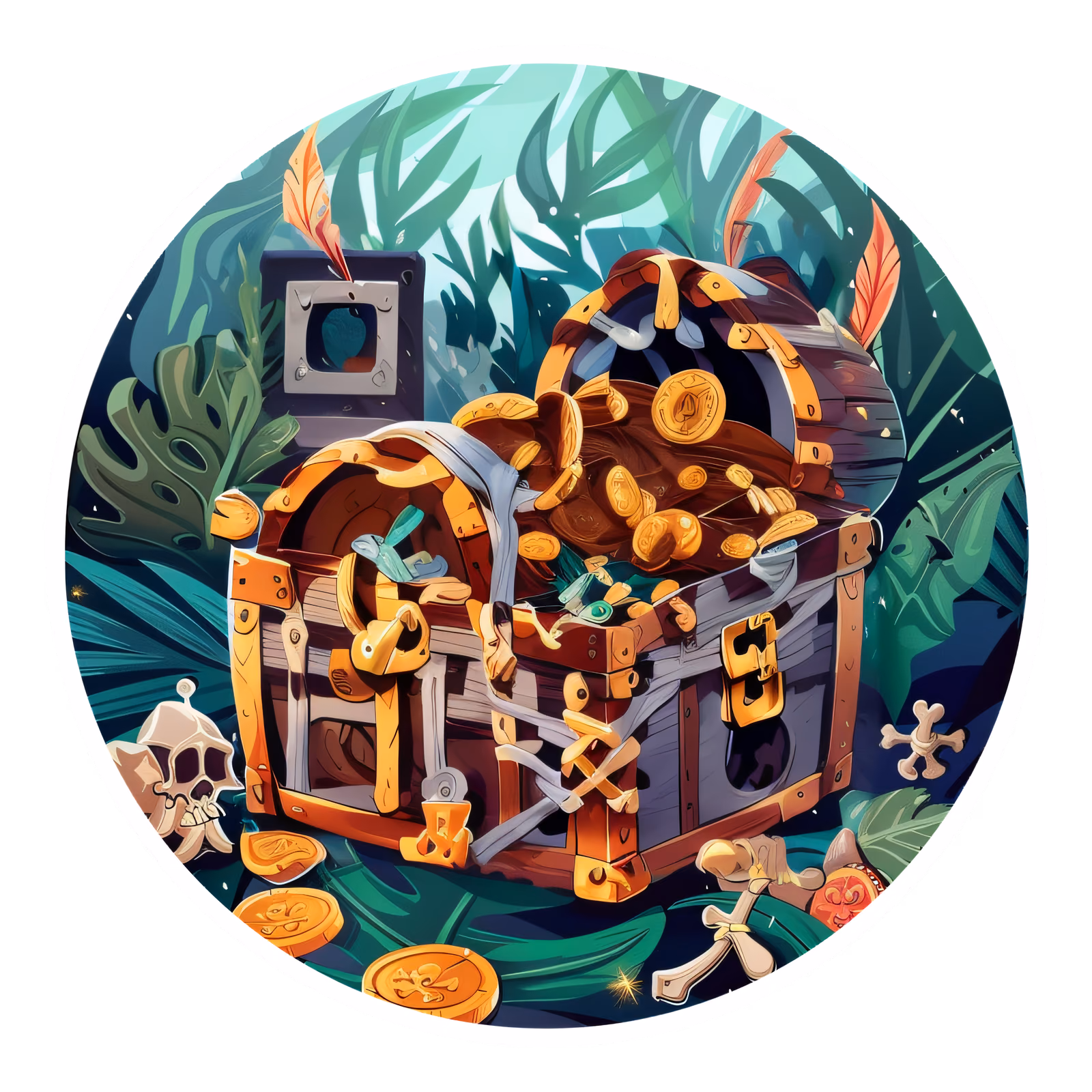 Pirate Treasure Chest Vector QR Code for Stickers — image 1