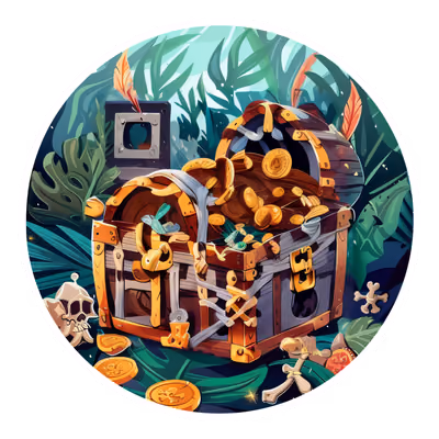 Pirate Treasure Chest Vector QR Code for Stickers — image 1