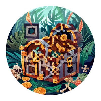 Pirate Treasure Chest Vector QR Code for Stickers