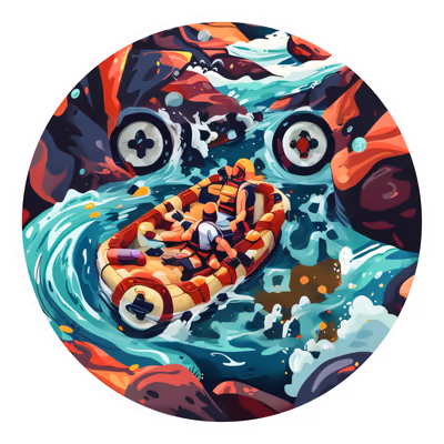 激流漂流矢量插画二维码设计,适用于贴纸 — 图片 1