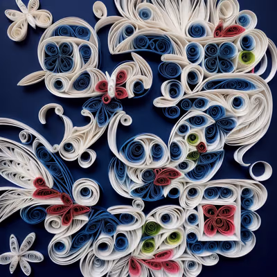 Quilled Flowers and Butterflies Paper QR Code Art — image 1