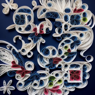 Quilled Flowers and Butterflies Paper QR Code Art