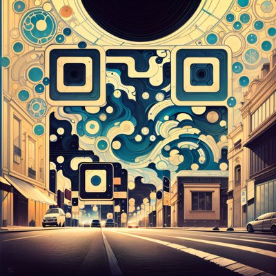 Орнаментальная городская улица в стиле модерн: QR-код