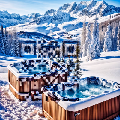 Alpine Hot Tubs Winter Scene QR Code for Posters — image 1
