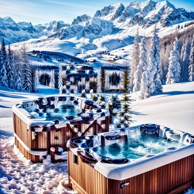 Alpine Hot Tubs Winter Scene QR Code for Posters