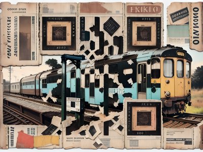 Vintage Train Ticket Collage Train Station QR Code for Posters