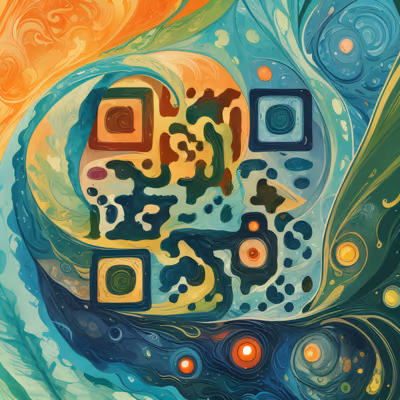 Swirling Abstract Marbled Flow QR Code for Stickers — image 1