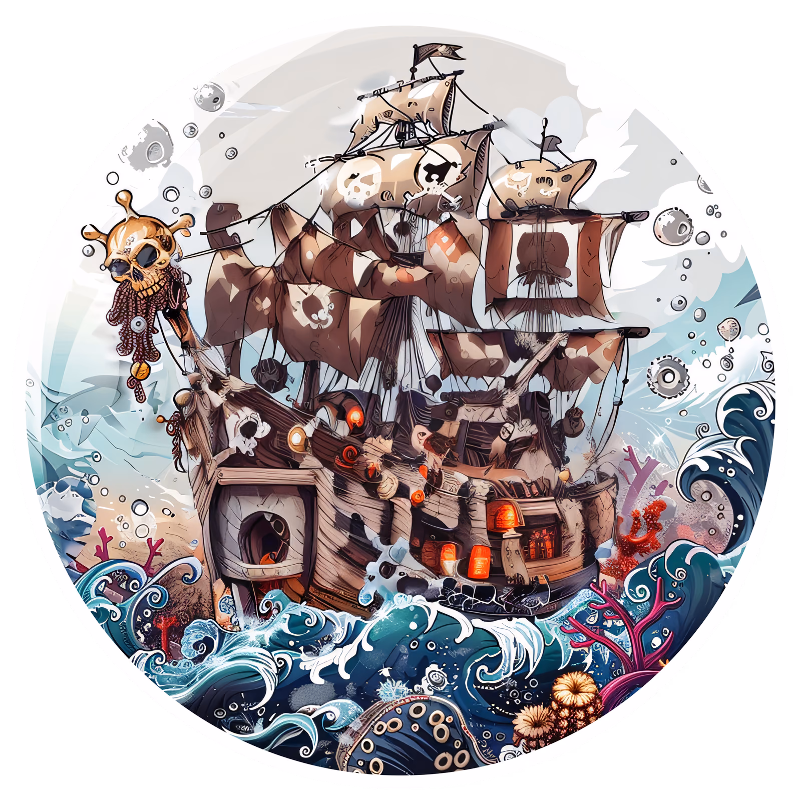 Затонувший пиратский корабль: векторный QR-код для стикеров — изображение 1