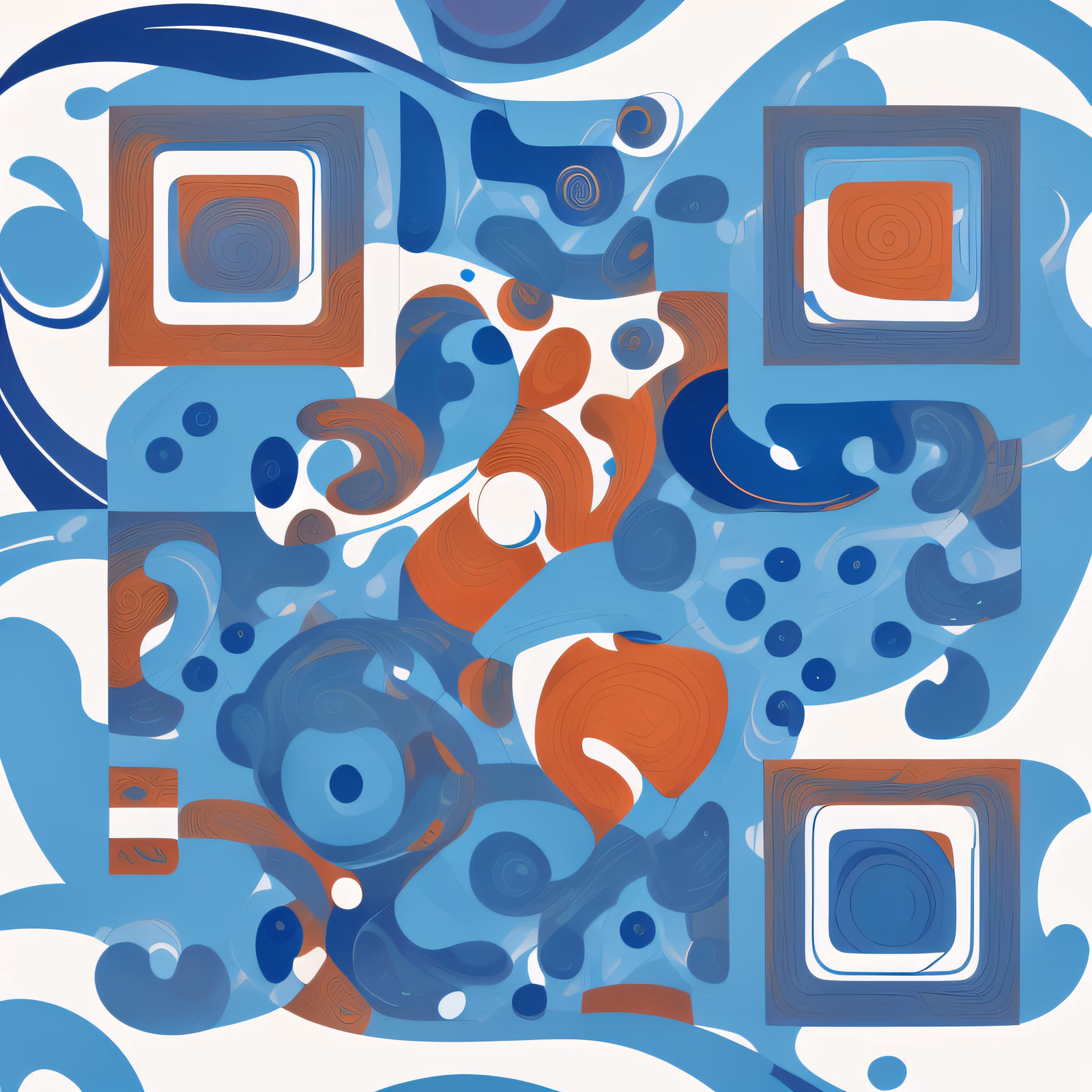 Blue Swirl Abstract QR Code for Posters — image 1