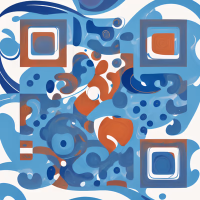 Blue Swirl Abstract QR Code for Posters — image 1