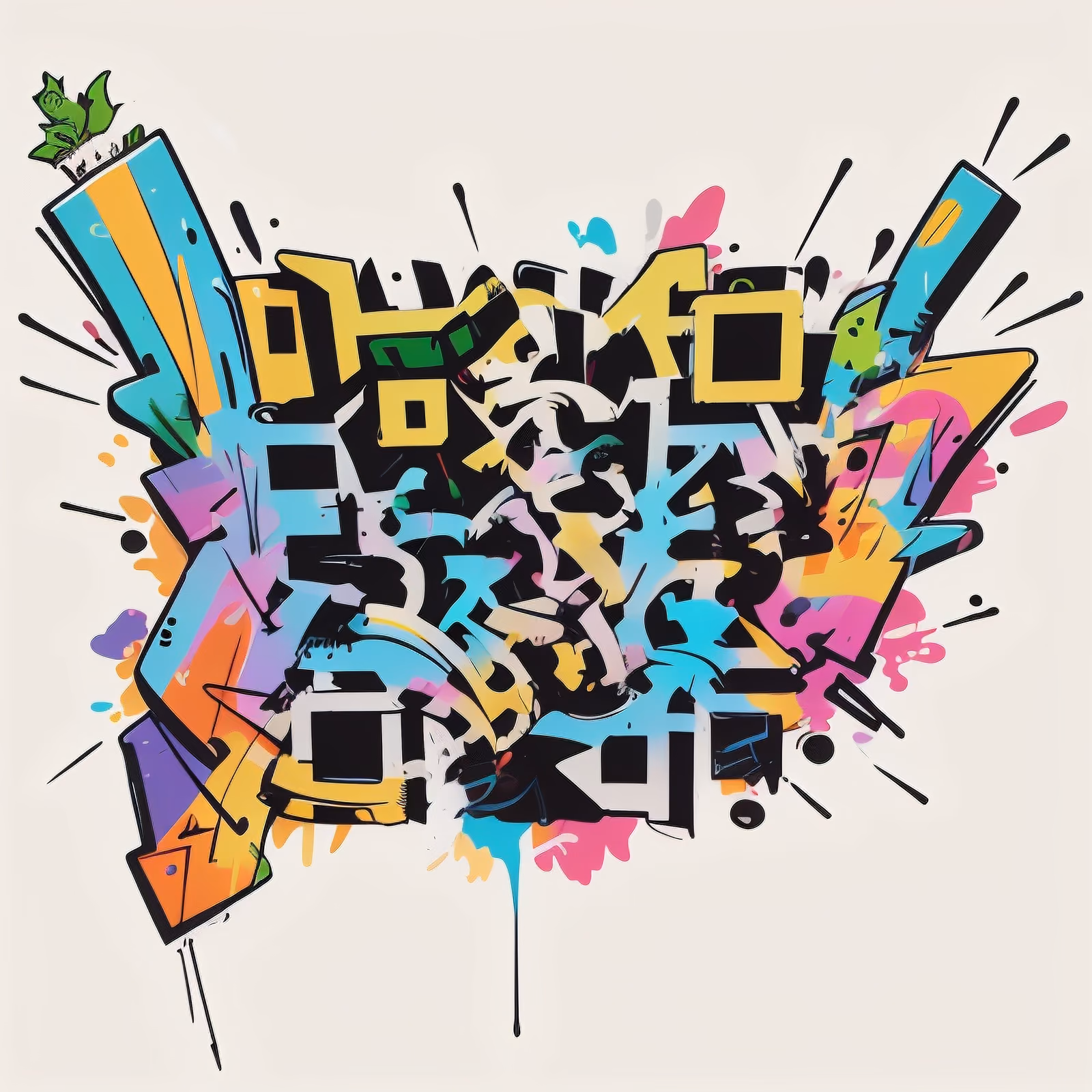 Graffiti Lettering Splatter Symbol QR Code for Stickers — image 1