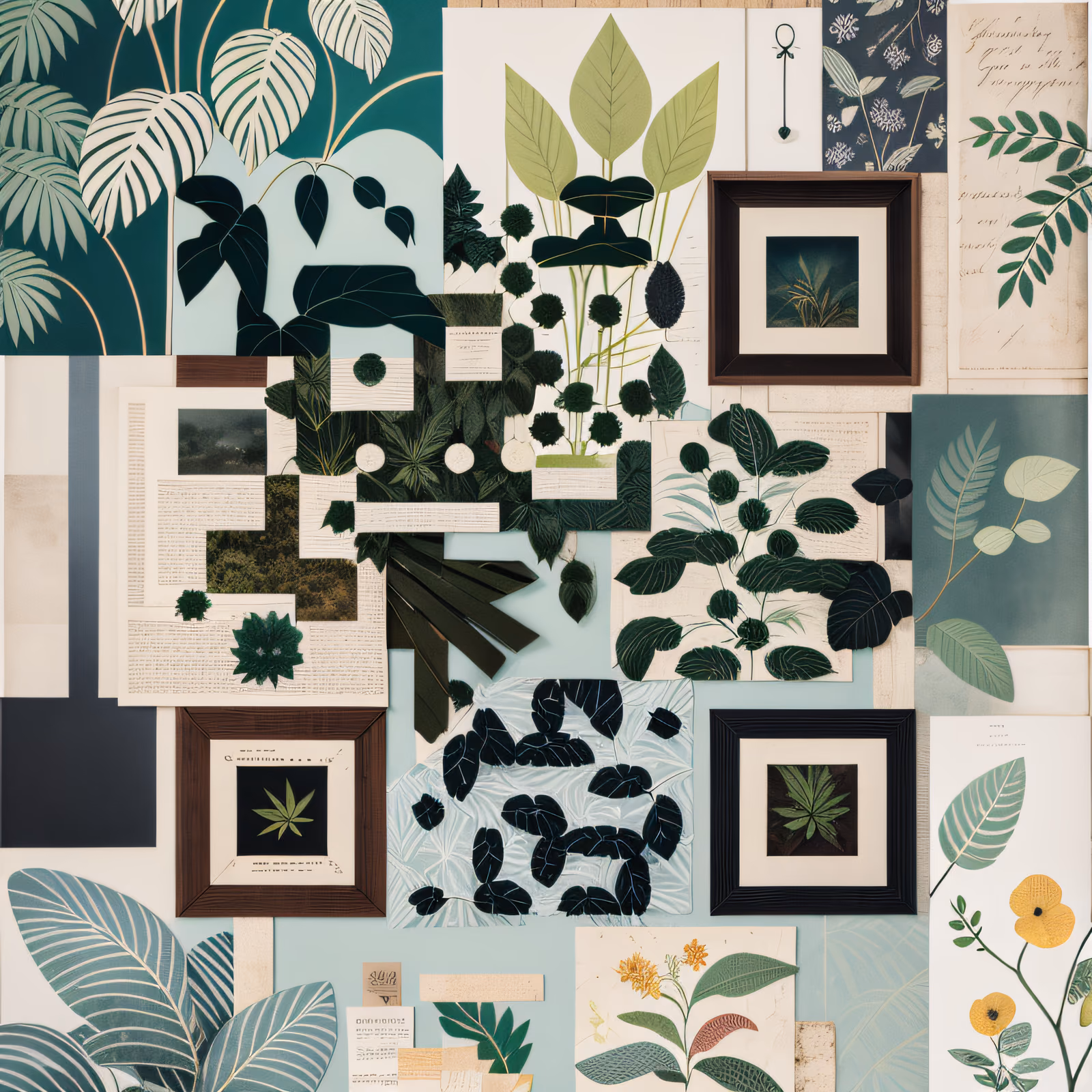 Botanical Leaf Paper Collage Leaves QR Code Art — image 1