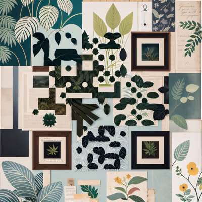 Botanical Leaf Paper Collage Leaves QR Code Art — image 1