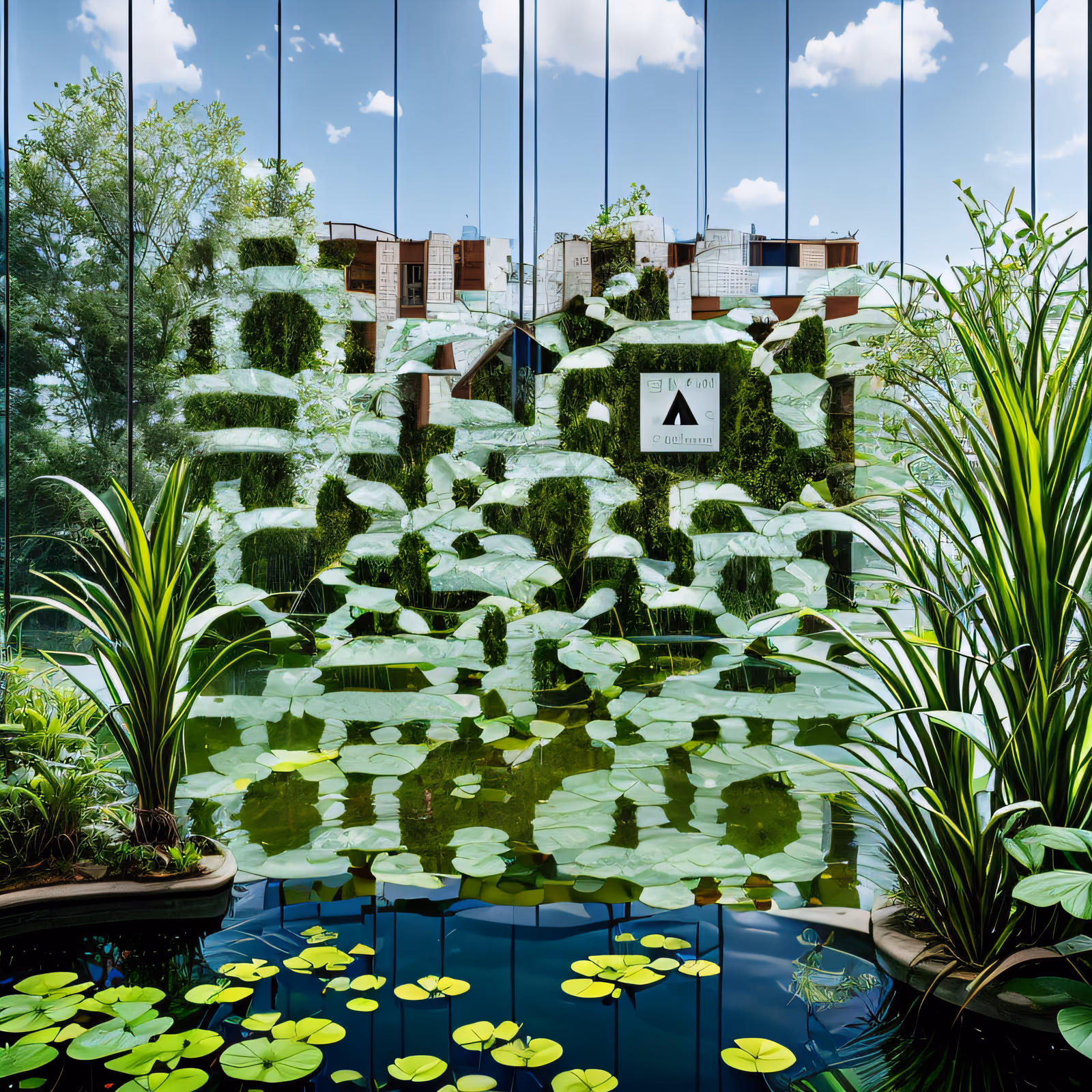 Glass Greenhouse Pond Photo QR Code Art — image 1