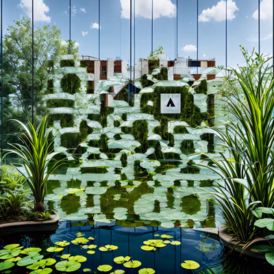 Glass Greenhouse Pond Photo QR Code Art — image 1