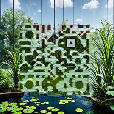 Glass Greenhouse Pond Photo QR Code Art