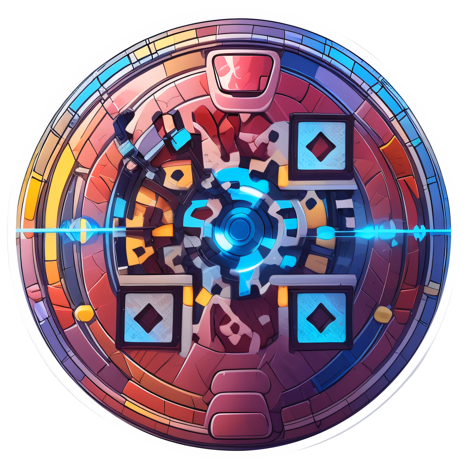 Sci-Fi Vault Door Vector QR Code for Stickers — image 1