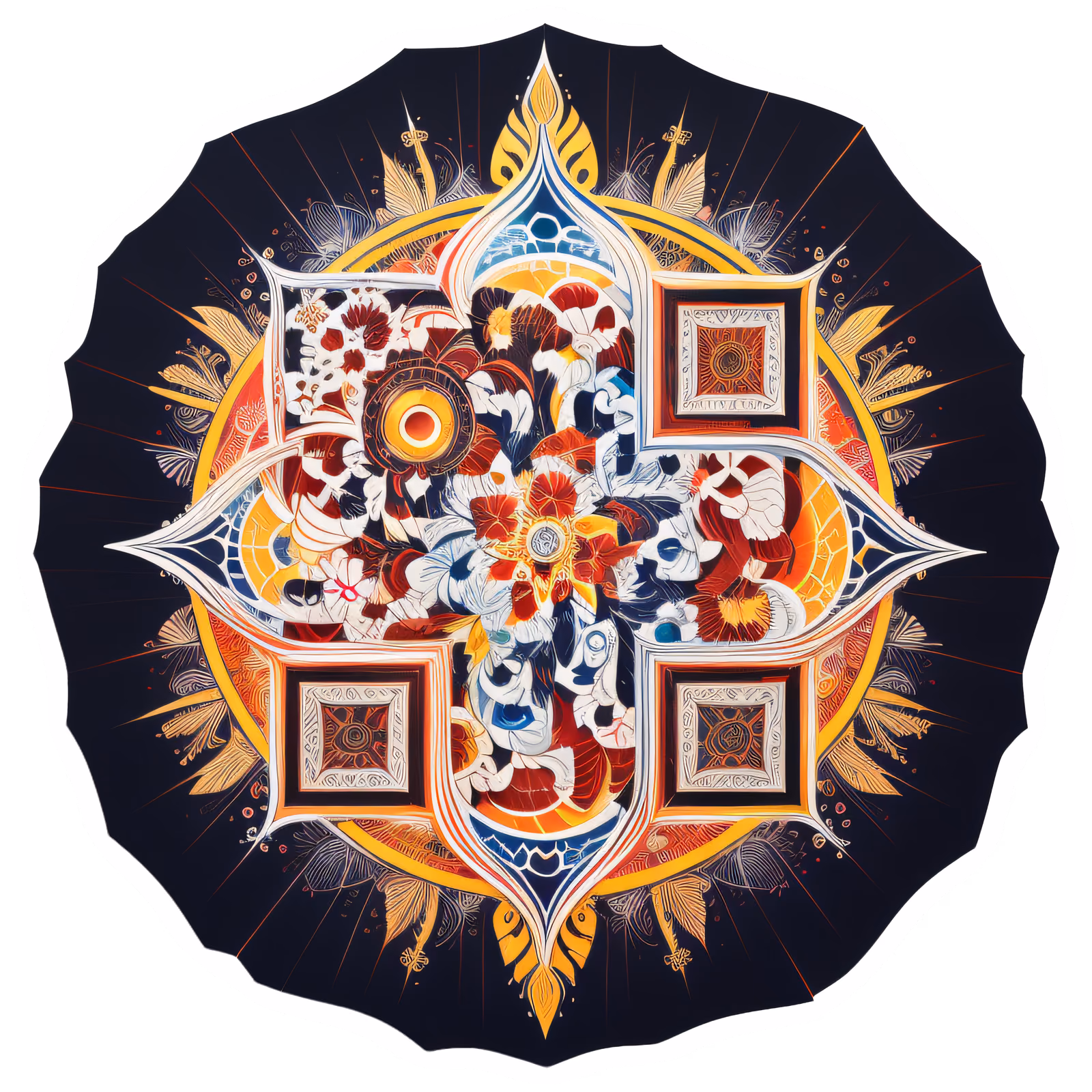 Red Orange Floral Mandala QR Code Art — image 1