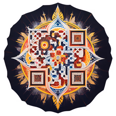 Red Orange Floral Mandala QR Code Art — image 1
