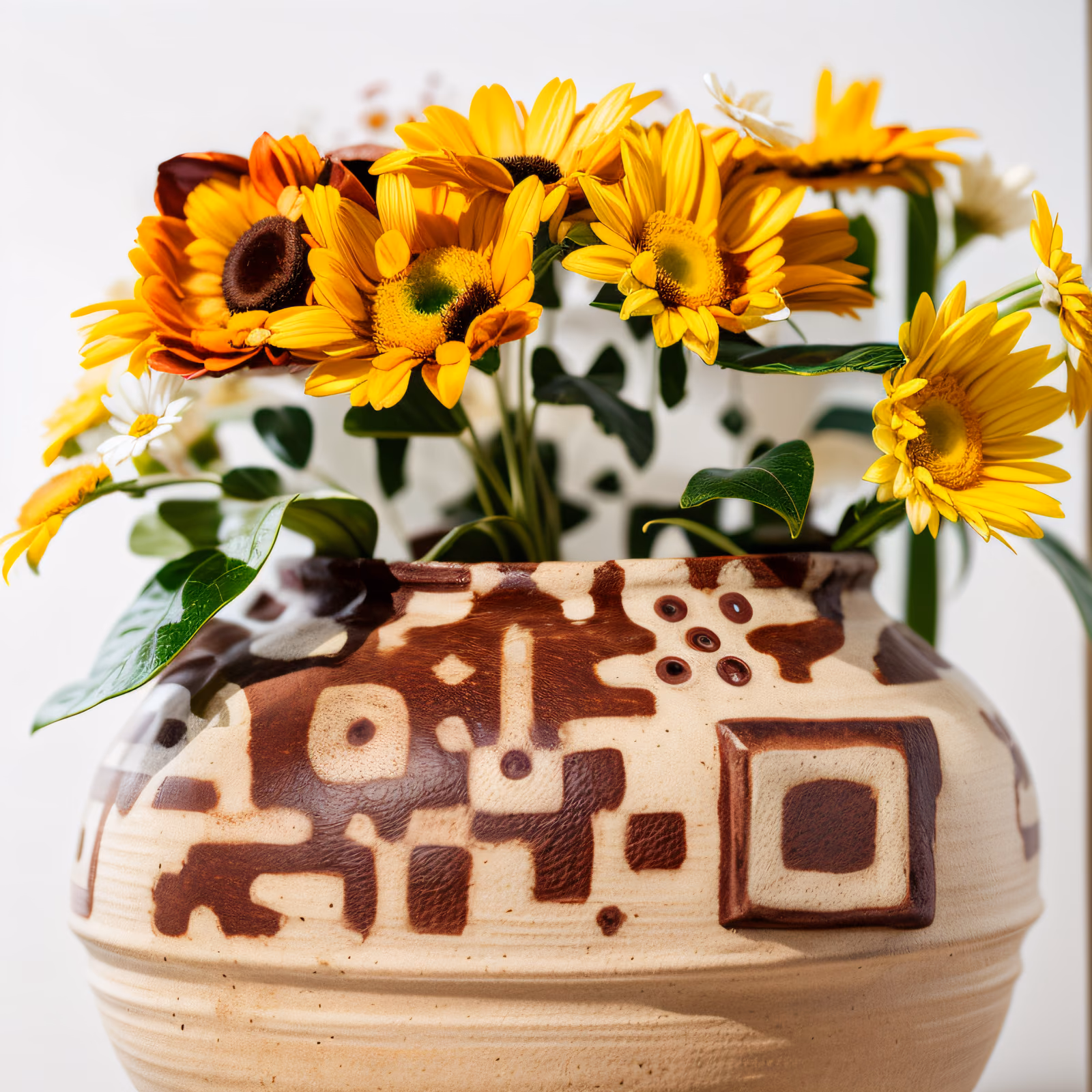 Daisy Bouquet Clay Vase Photo QR Code Art — image 1