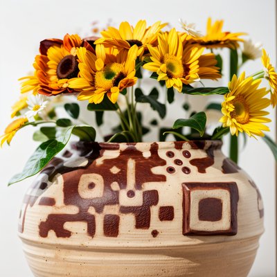Daisy Bouquet Clay Vase Photo QR Code Art