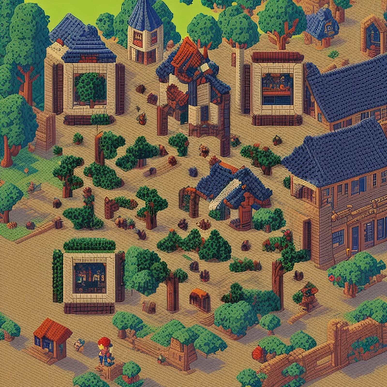 Pixel Art Village Game Map QR Code Poster — image 1