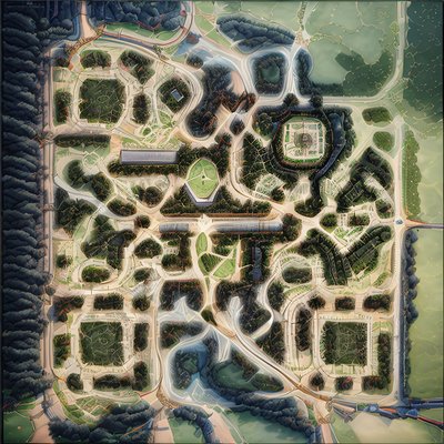 Aerial City Park Plan Digital QR Code Art