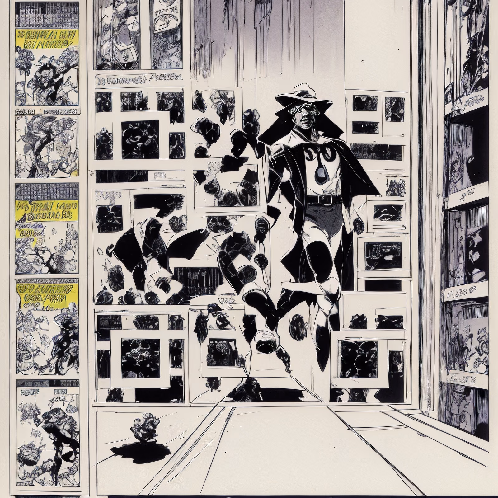 Cloaked Figure Comic Book Panels QR Code for Posters — image 1