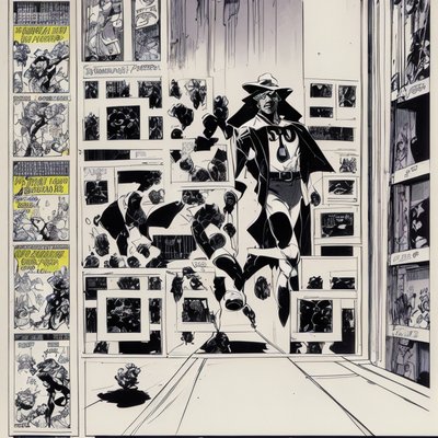 Cloaked Figure Comic Book Panels QR Code for Posters