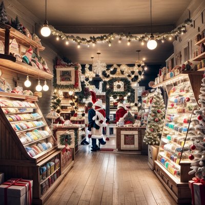 Christmas Candy Store Photorealistic QR Code for Posters
