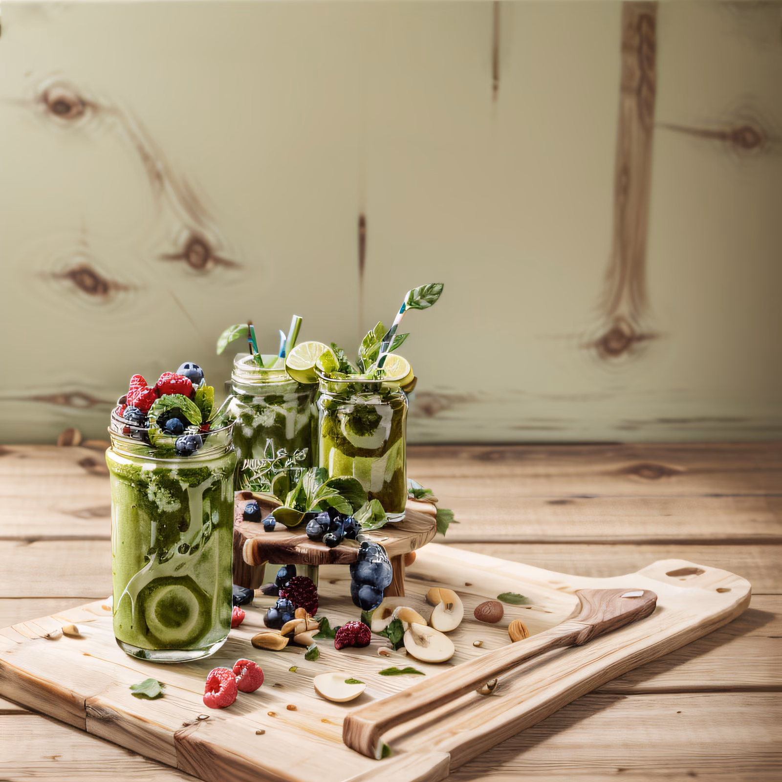 Green Smoothie Jars Food Photo QR Code for Menus — image 1
