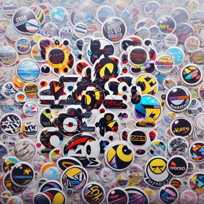 Sticker Bomb Collage Badges QR Code for Stickers
