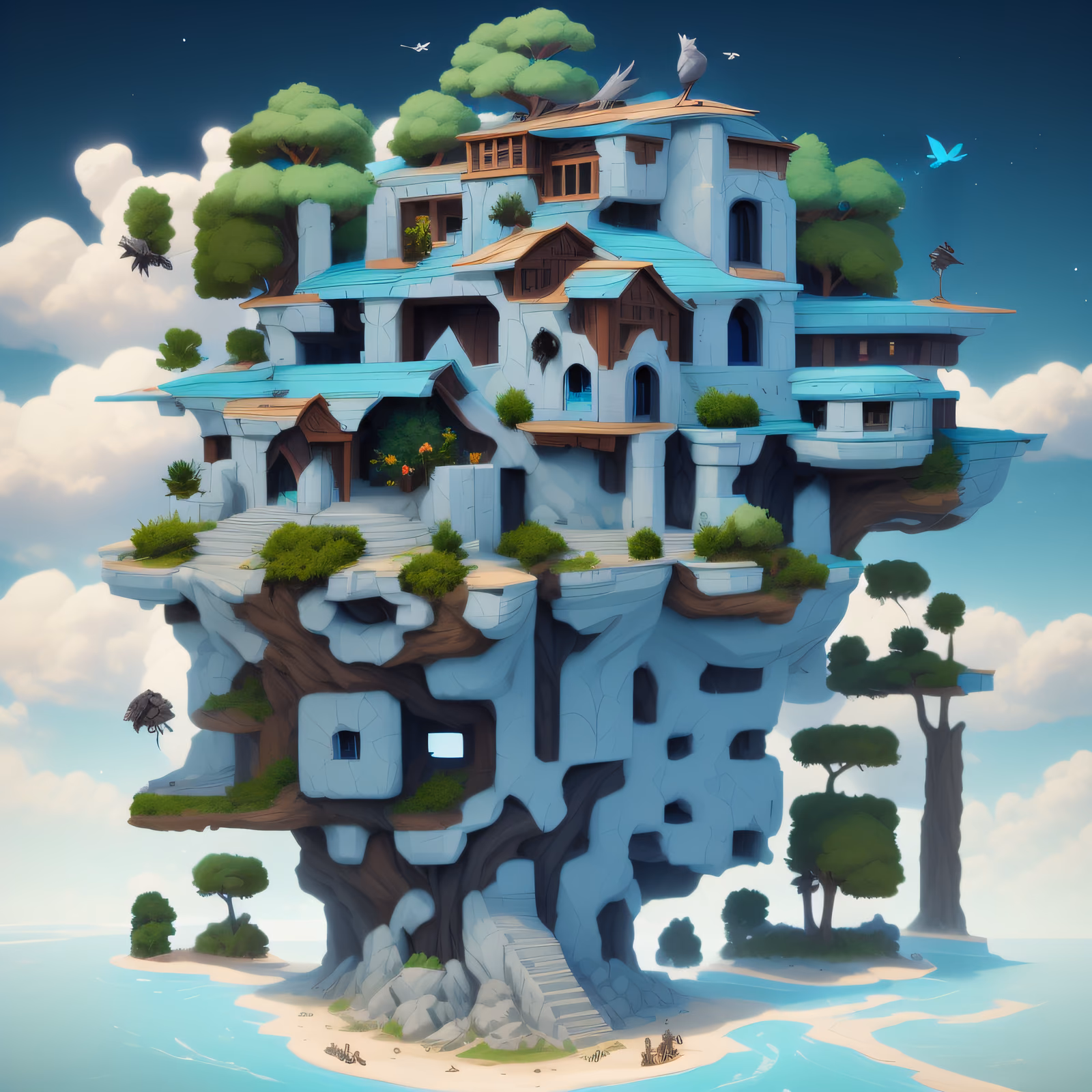 Floating Island House Game Art QR Code for Posters — image 1