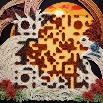 Quilled Paper Bird at Sunset QR Code Art