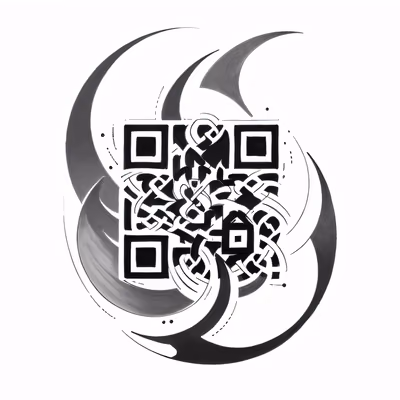 QR-код с кельтским узлом и полумесяцами в стиле временной татуировки — изображение 1