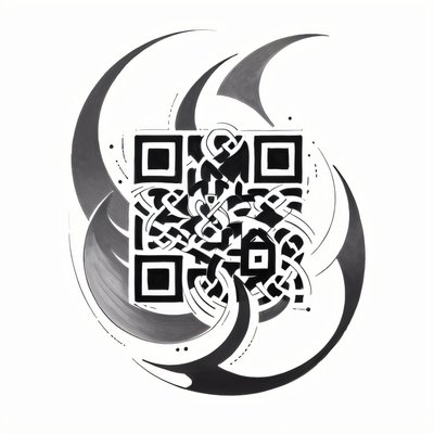 凯尔特结新月纹身墨迹二维码艺术,适用于临时纹身