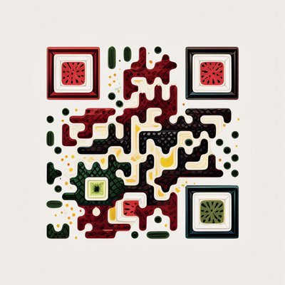 Watermelon Kiwi Pineapple Vector QR Code for Packaging