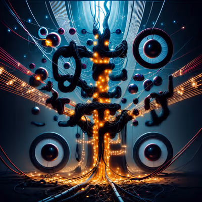 Surreal Cable Tree Glowing Eyes QR Code Art — image 1