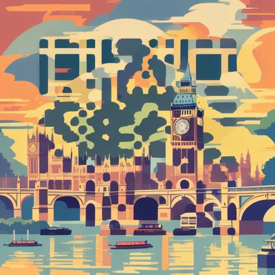 Big Ben London Vector Sunset QR Code for Posters